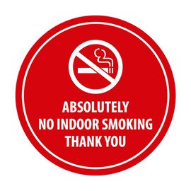 Signs ByLITA Circle Absolutely No Indoor Smoking Thank You Sign (Red) - Medium 1 Pack