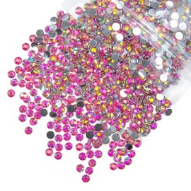 qiipii 5300PCS 3mm Hot Pink AB Resin Rhinestones for Crafting Flatback Light Rose Red Stones Bulk SS10 Non-Hotfix Diamonds Crystals Gems Charms for Nails Face Eyes Makeup Tumblers DIY Crafts Clothes