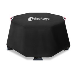 Exokugo Octagonal Fire Pit Cover,Heavy Duty Waterproof 600D Outdoor Wood Burning Octagonal Fire Pit Cover,Outside 35 Inch Octagonal FirePit Covers.Black.