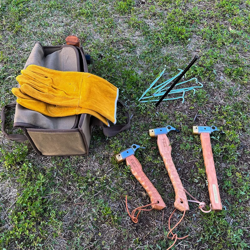 FOREST HOME Peg Hammer, Tent Hammer, Brass Head, Chestnut Processing