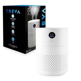 TREVA Portable Cool Mist Humidifier 2 Liter Capacity Rechargeable Battery Powered 2 Misting Modes Led Display Panel and Auto Shut Off