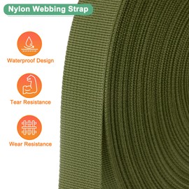 M METERXITY Flat Nylon Webbing Strap 1 Inch Wide 25 Yards Strong Nylon Strapping Upholstery Backpack Straps for Bags/Luggage/Cargo/Repairing/Indoor Outdoor [Army Green, 1.1mm Thk]