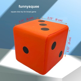funnysquee 3.15 Inches Foam Dice Toy: A Fun-Filled, Kawaii Dices Educational Toy for Kid Board Game and Learning Sessions (Fortunate Orange)