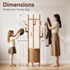 Solid Wood Coat Rack - Rolling Clothes Rack with Rattan