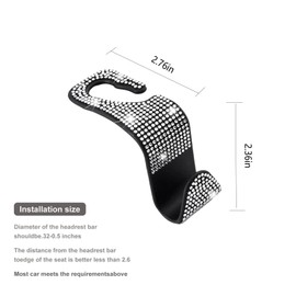 10 Pcs Bling Car Interior Accessories，Universal Car Seat Headrest Hook，Bling Car Start Button Ring Covers，Bling Car Coasters, Bling Cup Holder Insert Coasters(White Diamond)