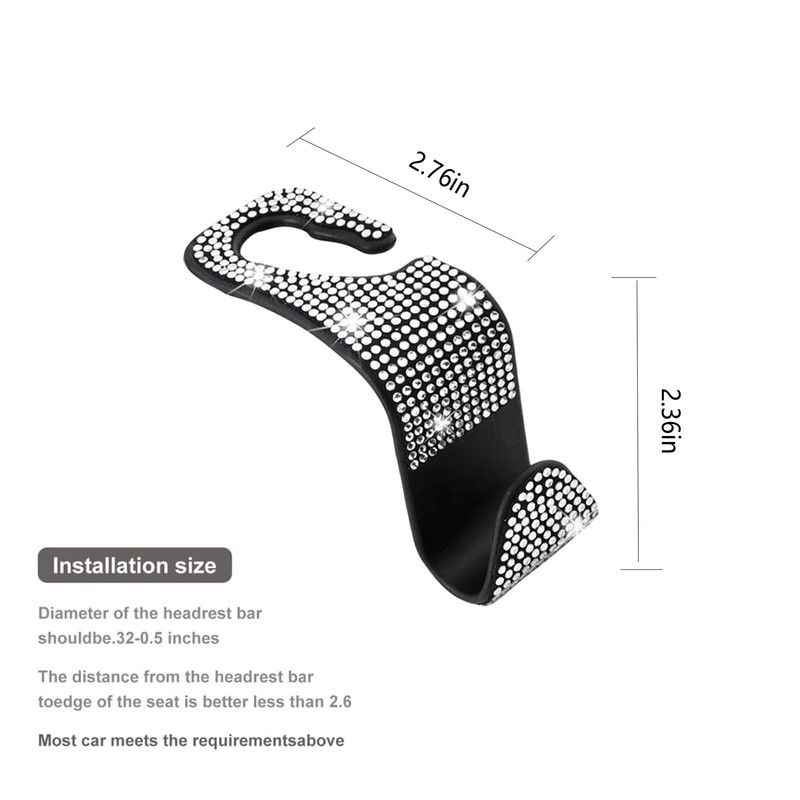 10 Pcs Bling Car Interior Accessories，Universal Car Seat Headrest Hook，Bling