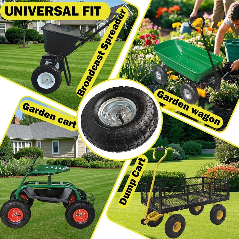 EAGWON 10" Heavy Duty 4.10/3.50-4 Pneumatic Tires & Wheel Set