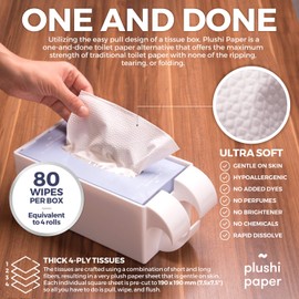 Plushi Paper Septic Safe Tube Free 4 Ply Soft Toilet Paper RV Essential and Mom Approved for Travel Trailers Campers Marine Biodegradable 4 Boxes 320 Wipes