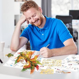 Piececool 3D Metal Puzzle Cranes Model Kits, Wish Cranes-Fortune Amulet 3D Metal Building Blocks for Adults, Brain Teaser DIY Metal Puzzles STEM Toys for Teens for Christmas Birthday New Year, 37 Pcs