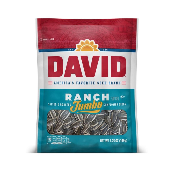 David Seeds Jumbo Sunflower Ranch Flavor, 5.25-Ounce Bag (Pack of 12)