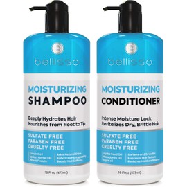 Moisturizing Shampoo and Conditioner Set - Sulfate Free Care for Women and Men - Hydrating, Deep Moisture Duo with Shea Butter - Salon Grade, Color Safe - Ideal for Curly Hair and Dry Split Ends