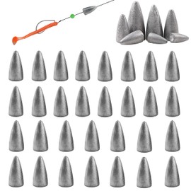 Bullet Fishing Weights Sinkers, 30pcs Fishing Worm Weights Slip Sinkers Sliding Fishing Sinkers for Bass Fishing Pitching and Flipping Texas Rigs Saltwater Freshwater 1/8oz 30pcs