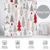 Hnmdmyi Christmas Shower Curtain, 180 x 200 cm, Red, Grey,