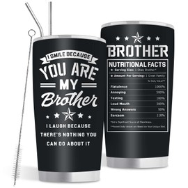 Goiicoln Brother 20oz Tumbler Gift, Birthday Brother Gifts from Sister Brother, Funny Brother Travel 20 Oz Tumbler Gifts for Father's Day Thanksgiving, Gifts for Brother, Brother Tumbler Coffee Cup