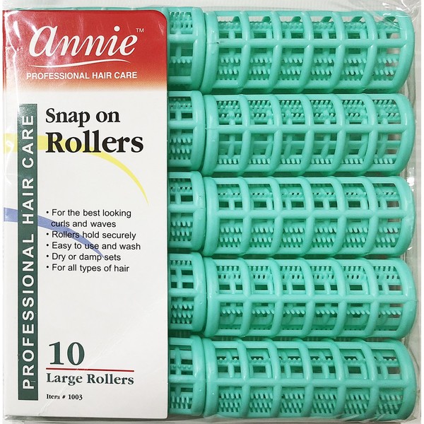 Annie Snap on Rollers #1003, 10 Count Green Large 7/8 Inch (2 Pack)