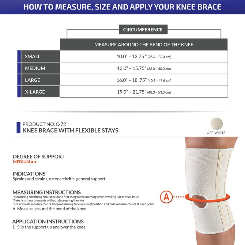 CHAMPION Knee Brace Flexible Stays Knit Elastic, White, Medium