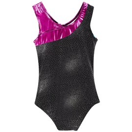 flexdans Gymnastics Leotards for Girls Sleeveless Gymnastics Leotard Shiny Gymnastics Jersey Classic Children's Gymnastics Leotard, black