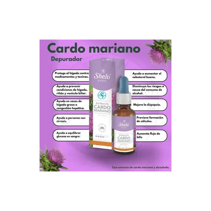 2 Extracto Cardo Mariano, 30ml / Depurador De Higado Shelo