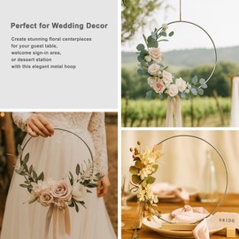 16 Pack Floral Hoop 18 Inches Metal Rings for Crafts Macrame Rings Hoop Wreath Dream Catcher Ring DIY Wreath Candle Ring Wreaths Craft Hoops, Silver