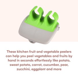 Kitchtic Fruit and Vegetable Peeler - Set of 3 Finger Palm Peelers for Kitchen - Silicone Veggie Peeler with Comfortable Rubber Finger Grip - Easy Peeling for Potatoes, Carrots, and More - Green