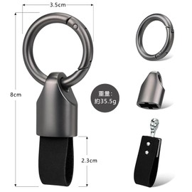 SODOI Key Chain, Car, Motorcycle, Carabiner, Hook, Double Ring, Leather Keychain, Fashion Keychain, Simple, Men's, Women's, Genuine Leather, Key Bag, Hanging, Anti-Lost, Piece, Black