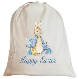 Second Ave Cute Blue Bunny Rabbit Easter Sack Bag Easter Egg Hunt Basket Gift Bag Boys