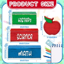 CroBlissful Back to School Decorations Bus Apple Tiered Tray Decorations Back to School Table Decoration Rustic Wood Block Stack Centerpiece Sign Farmhouse Gifts for Home Shelf Mantel(Fruit Style)