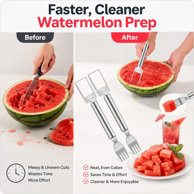 2PCS Watermelon Cutter Slicer for Home Kitchen – Stainless Steel
