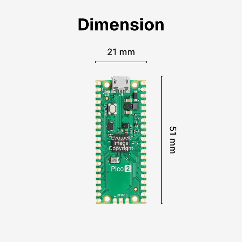 Pi Pico 2 RP2350 Microcontroller Board - Dual-Core ARM &