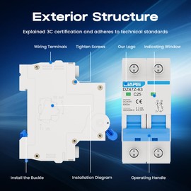 DC Miniature Circuit Breaker, 500V 2 Pole 25 Amp Isolator for Solar PV System, Thermal Magnetic Trip DIN Rail Mount, C25 DC Disconnect Switch