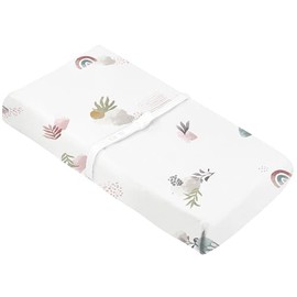 Kushies Baby 100% Breathable Cotton Percale Contoured Changing Pad Cover with Slits for Safety Straps, Made in Canada, 17" x 33" Multi Floral
