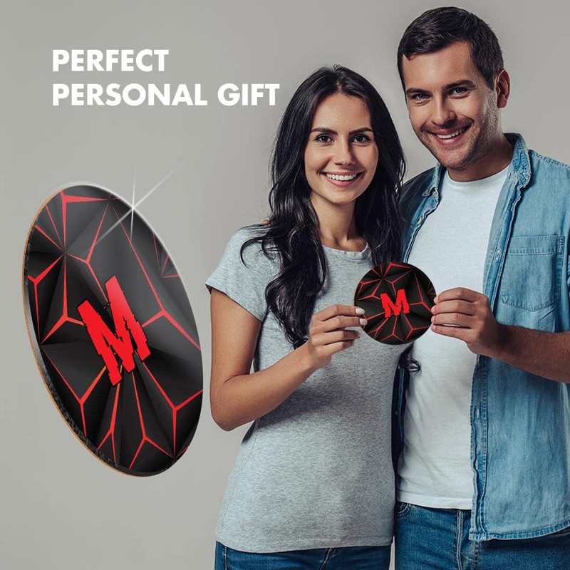 1 x Round Coaster - Letter M Gamer Black Red