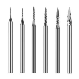 Luo ke 6 Pcs Cone Shape Aluminum Cutting Burr - 3/32'' Shank Micro Engraving Bits Tungsten Carbide File for Rotary Tools Includes Dremel