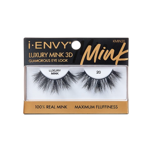 i-ENVY Luxury Mink Collection False Eyelashes 100% Real Mink Glamorous Eye Look Lashes Maximum Fluffiness 3D Multi-Curl Angle (2O)