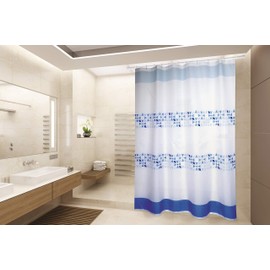 MSV Shower Curtain Premium Porto 180x200cm, Polyester, Blue, 180 x 200 cm