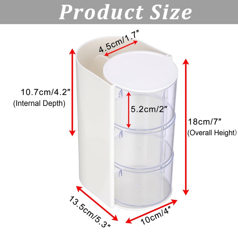 GUSHBIN Rotating Hair Accessories Organizer with Hair Brush Holder,3 Layer