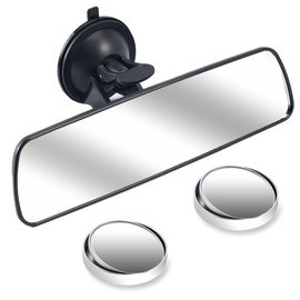 Rear View Mirror Adhesive, Strong Grip Mirror for Car with Gel Suction Cup and Anti-Slip Screw, Universal Espejo Retrovisor para Carro with Wide-Angle View and All-Around Visibility for Car SUV Trucks