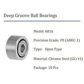 Kozelo Pack of 10 Deep Groove Ball Bearings - [1 mm x 3 mm x 1.5 mm] Chrome Steel Balls for Engines Machine Tool Gear Bearings Use Open Type ABEC1