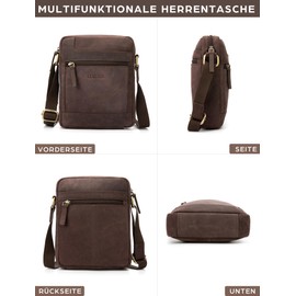LEABAGS Leather Shoulder Bag Men's - Messenger Bag Men's Handbag, Vintage Genuine Leather Crossbody Bag Men, Handbags Work Bag Carry Bag, Shoulder Bag for Men, Natural dark brown, Casual, classic,