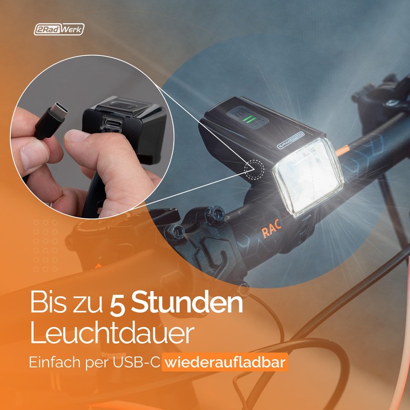 2RadWerk, ED Bicycle Light Set, StVZO Approved, Bicycle Light Switchable