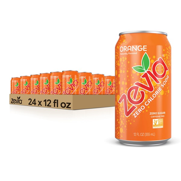 Zevia All Natural Soda, Orange, 12-Ounce Cans (Pack of 24), 12 Fl Oz (Pack of 24)