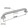 Stainless steel handle, diameter 30 mm, bathroom, wall, shower handle