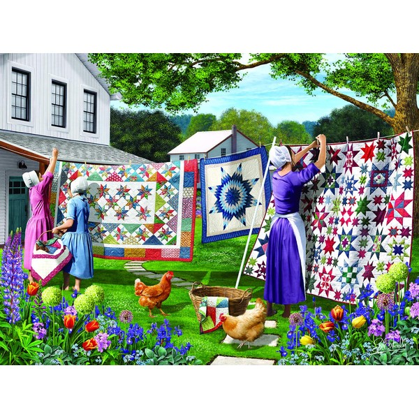 Quilts in The Backyard 500 pc Jigsaw Puzzle by SUNSOUT INC