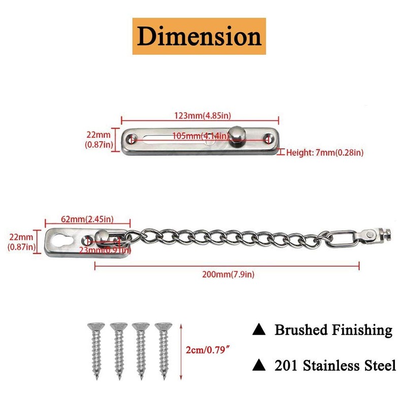 HLOMVE Sliding Chain Door Guard Lock with Security Spring Anti-Theft