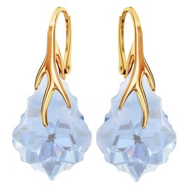 Baroque Hanging Earrings 925 Silver Gold-Plated 24 K with Austrian Crystal - Jewellery Real Silver Earrings for Women - Pendant Earrings Ideal for Gifts for Women, Sterling Silver, Cubic Zirconia