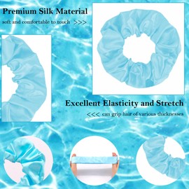 KICOSY 20PCS Blue Scrunchies Bulk Navy Blue Hair Ties for Women Silk Satin Scrunchies for Girls Sky Blue Hair Accessories Large Ponytail Holder No Damage