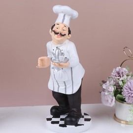 IMIKEYA 1pc Chef Figurines Kitchen Counter Ornaments Decorative Resin Teapot Cook Sculpture Retro Bookshelf Chef Statue Christmas Centerpiece Restaurant Cafe Desktop Deor