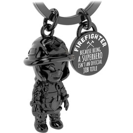 LANOLU Fireman Key Ring, Fire Brigade Gifts for Men, Lucky Charm Gifts for Firefighters Made of Metal