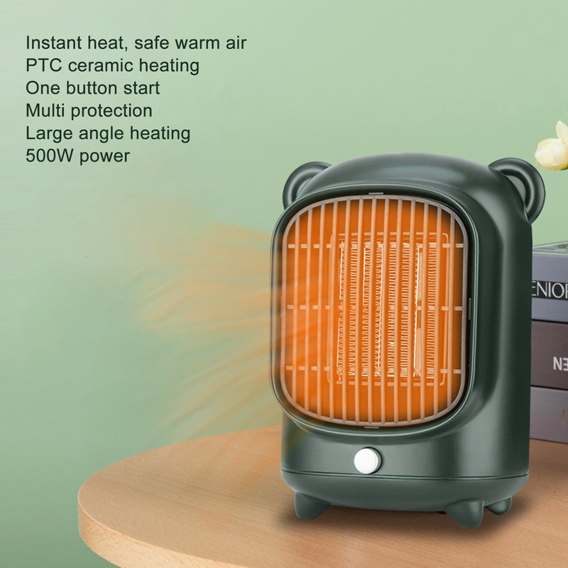 Space Heater Fast Quiet Heating Green Portable Mini Desktop Electric
