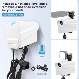 Magnetic Fence Mount Set for Mevo Start with Protective Clam Shade Cover – Includes Extended Hot Shoe, Hot Shoe Level, and Cooling Fan Clam Cover, with 1/4 Inch Mounting Point for Mevo Fence Mount